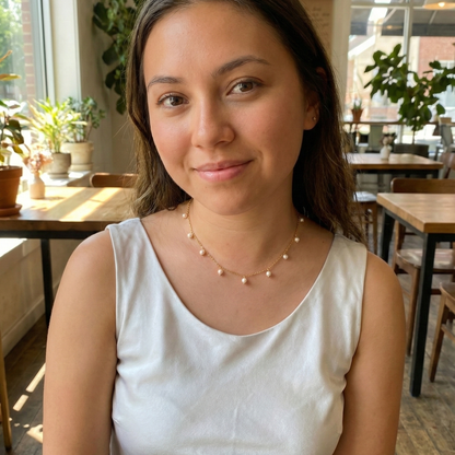 Dainty Gold Pearl Station Necklace – MXW Jewellery