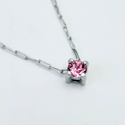 Dainty gold birthstone necklace with sparkling Swarovski element, minimalist and elegant design for everyday wear