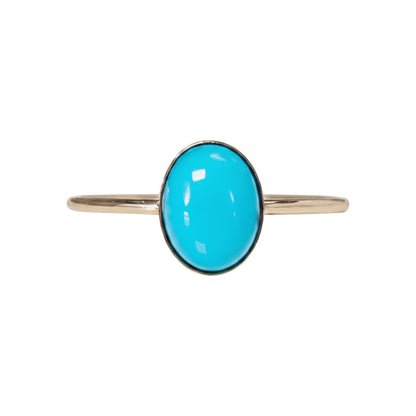 MXW natural oval turquoise December birthstone stacking ring in 14K gold-filled metal