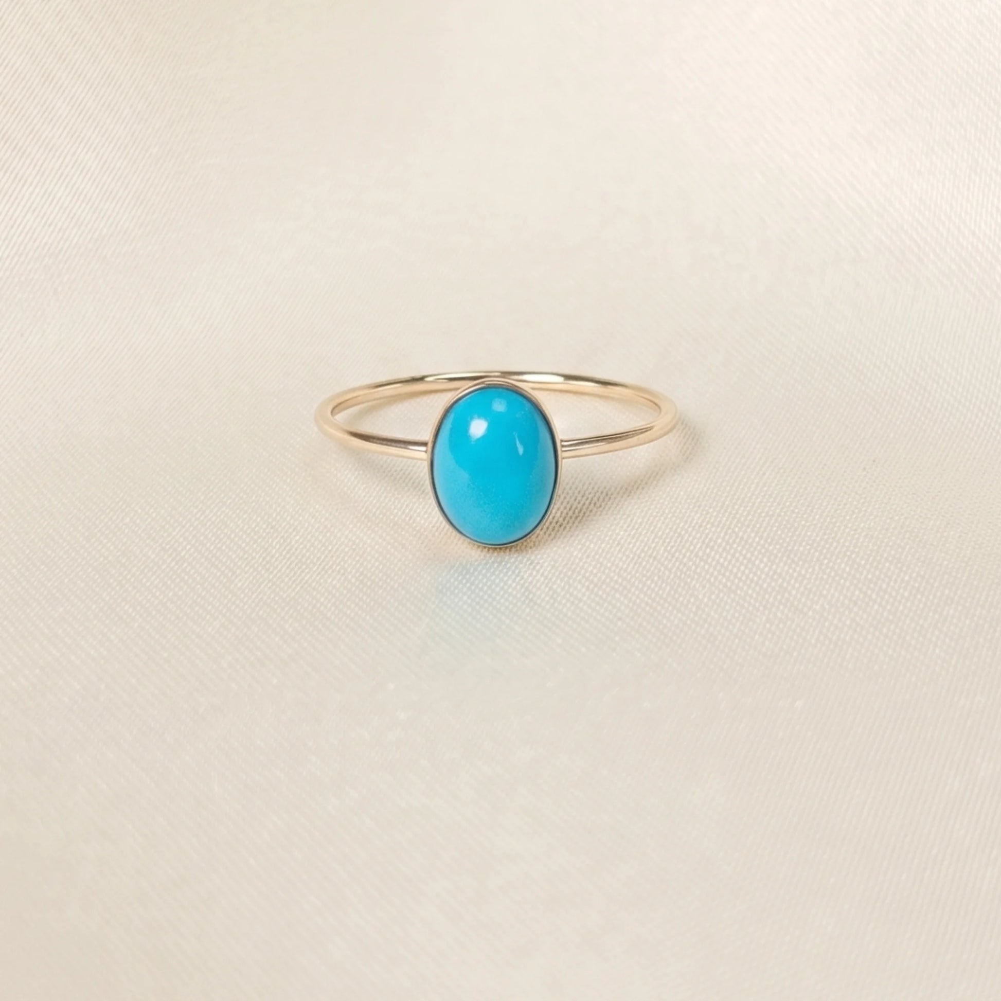 MXW natural oval turquoise December birthstone stacking ring in 14K gold-filled metal