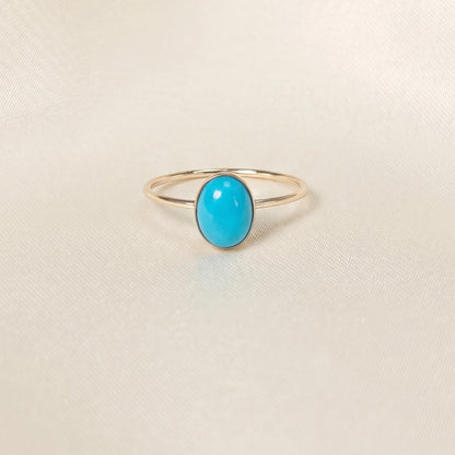 MXW natural oval turquoise December birthstone stacking ring in 14K gold-filled metal