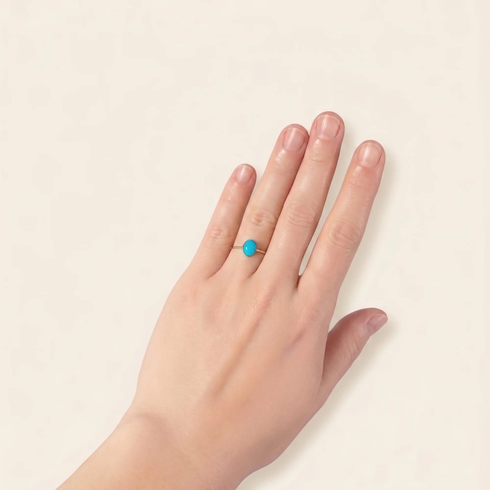 MXW natural oval turquoise December birthstone stacking ring in 14K gold-filled metal