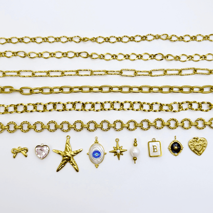 Extra thick gold linked chain for custom charm jewellery  – build your own look