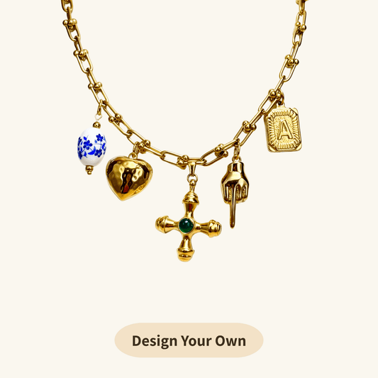 DYO – Gold Charm Necklace (Thick Linked Chain)