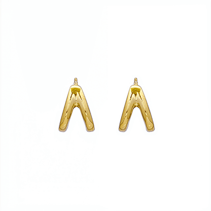 Double gold huggie earrings with layered hoop design
