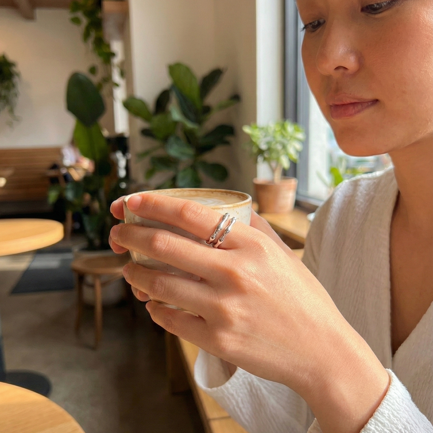 Dual Wave Silver Ring – modern silver wave band, waterproof jewellery.