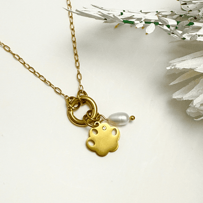 Custom detachable charm ring necklace with waterproof gold chain and personalised charms