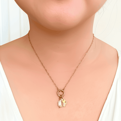 Custom detachable charm ring necklace with waterproof gold chain and personalised charms