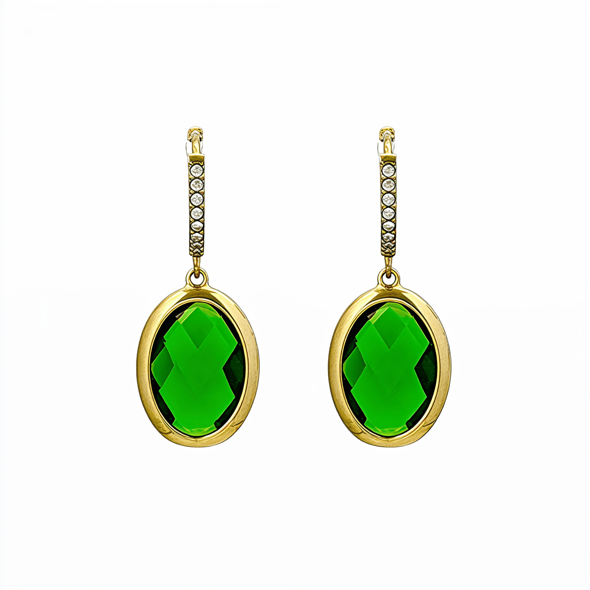 Emerald Czech Glass Drop Earrings – MXW Jewellery
