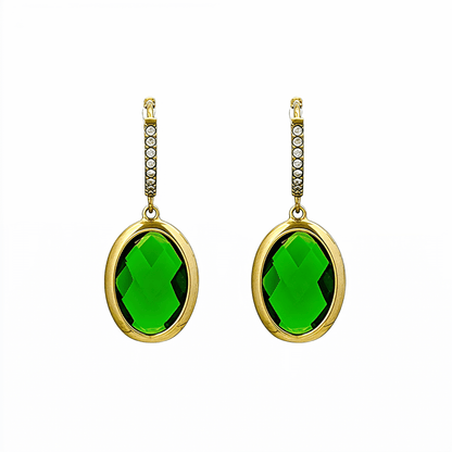 Emerald Czech Glass Drop Earrings – MXW Jewellery