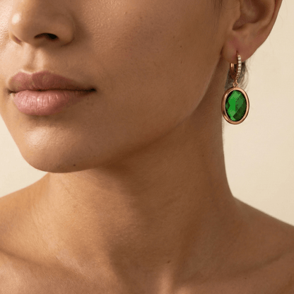 Emerald Czech Glass Drop Earrings – MXW Jewellery