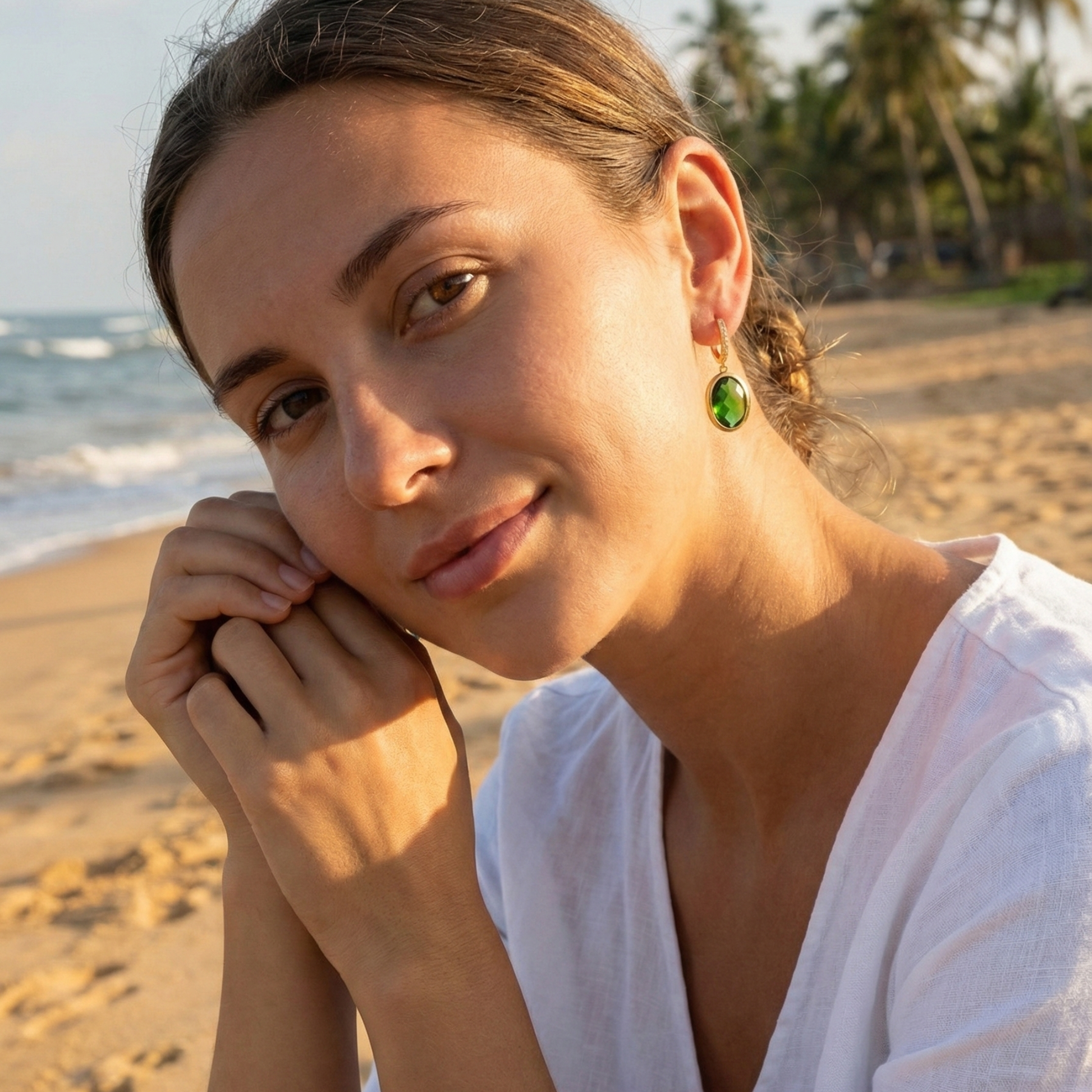 Emerald Czech Glass Drop Earrings – MXW Jewellery