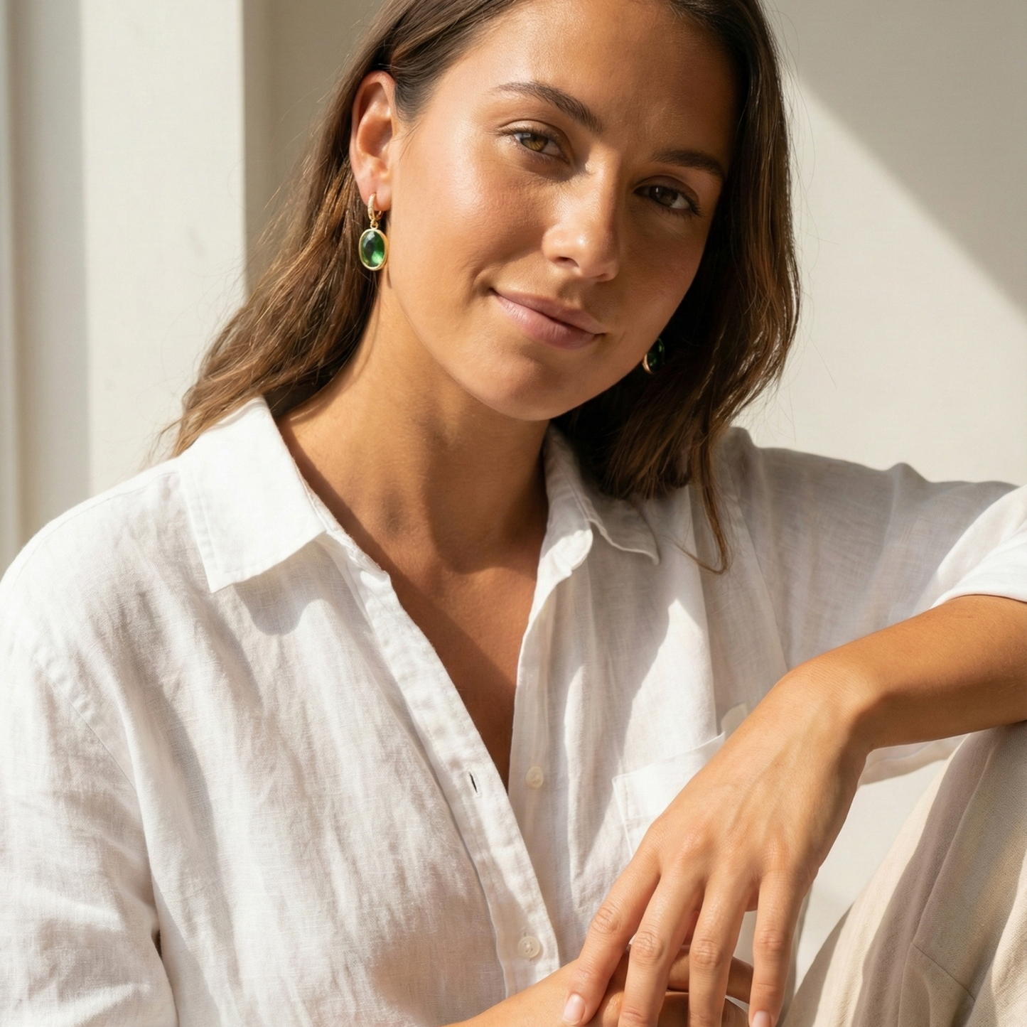 Emerald Czech Glass Drop Earrings – MXW Jewellery