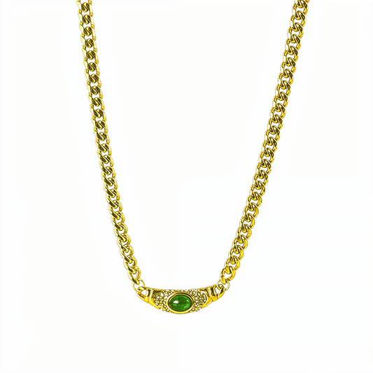Emerald Green Pavé Pendant Necklace – MXW Jewellery