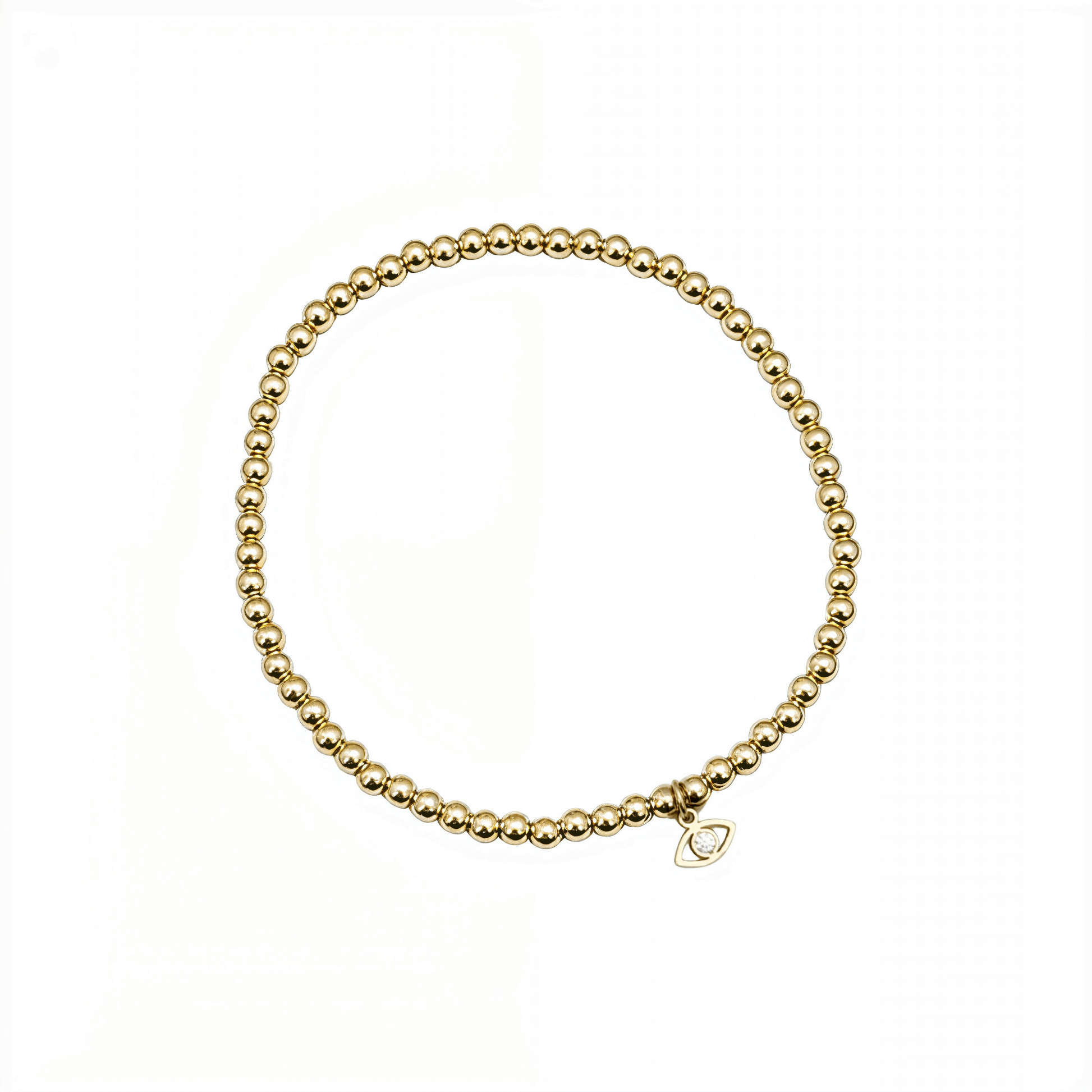 Waterproof evil eye charm gold filled bead bracelet with crystal detail – MXW Jewellery