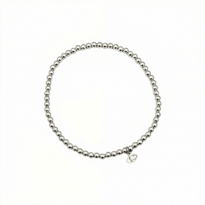 Evil eye charm sterling silver bead bracelet with crystal detail and polished silver beads – MXW Jewellery