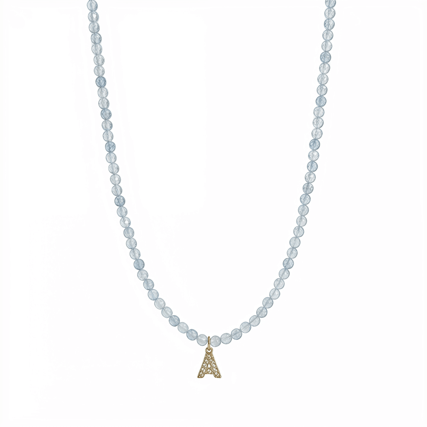 Faceted Aquamarine Initial Beaded Necklace – MXW Jewellery