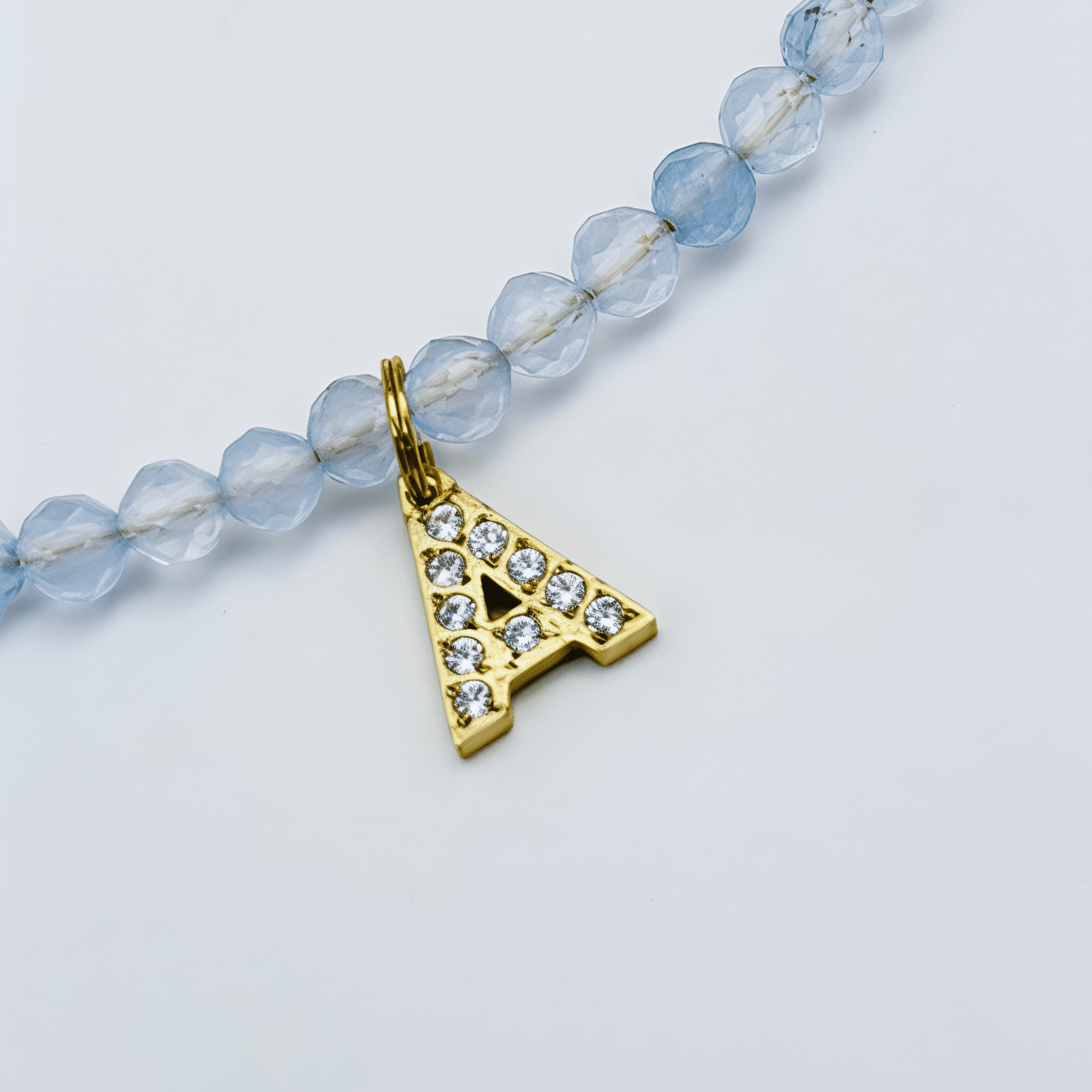 Faceted Aquamarine Initial Beaded Necklace – MXW Jewellery
