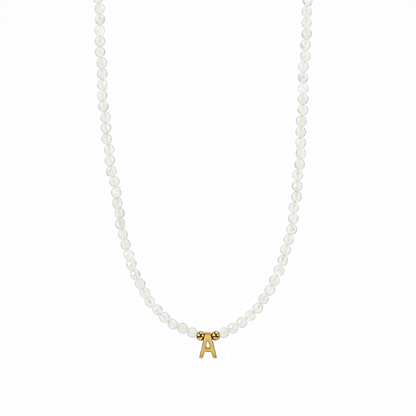 Faceted Moonstone Initial Beaded Necklace – MXW Jewellery