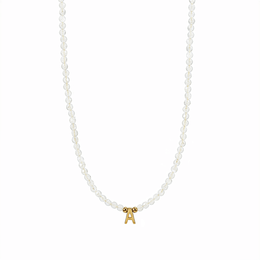 Faceted Moonstone Initial Beaded Necklace – MXW Jewellery