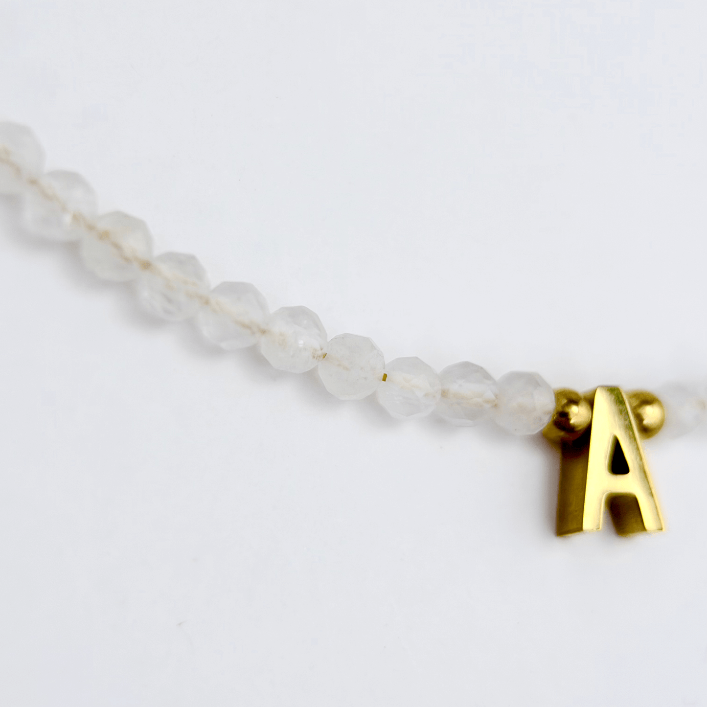 Faceted Moonstone Initial Beaded Necklace – MXW Jewellery
