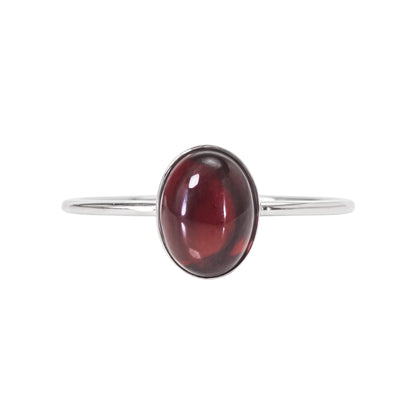 MXW natural oval garnet January birthstone stacking ring in 925 sterling silver metal