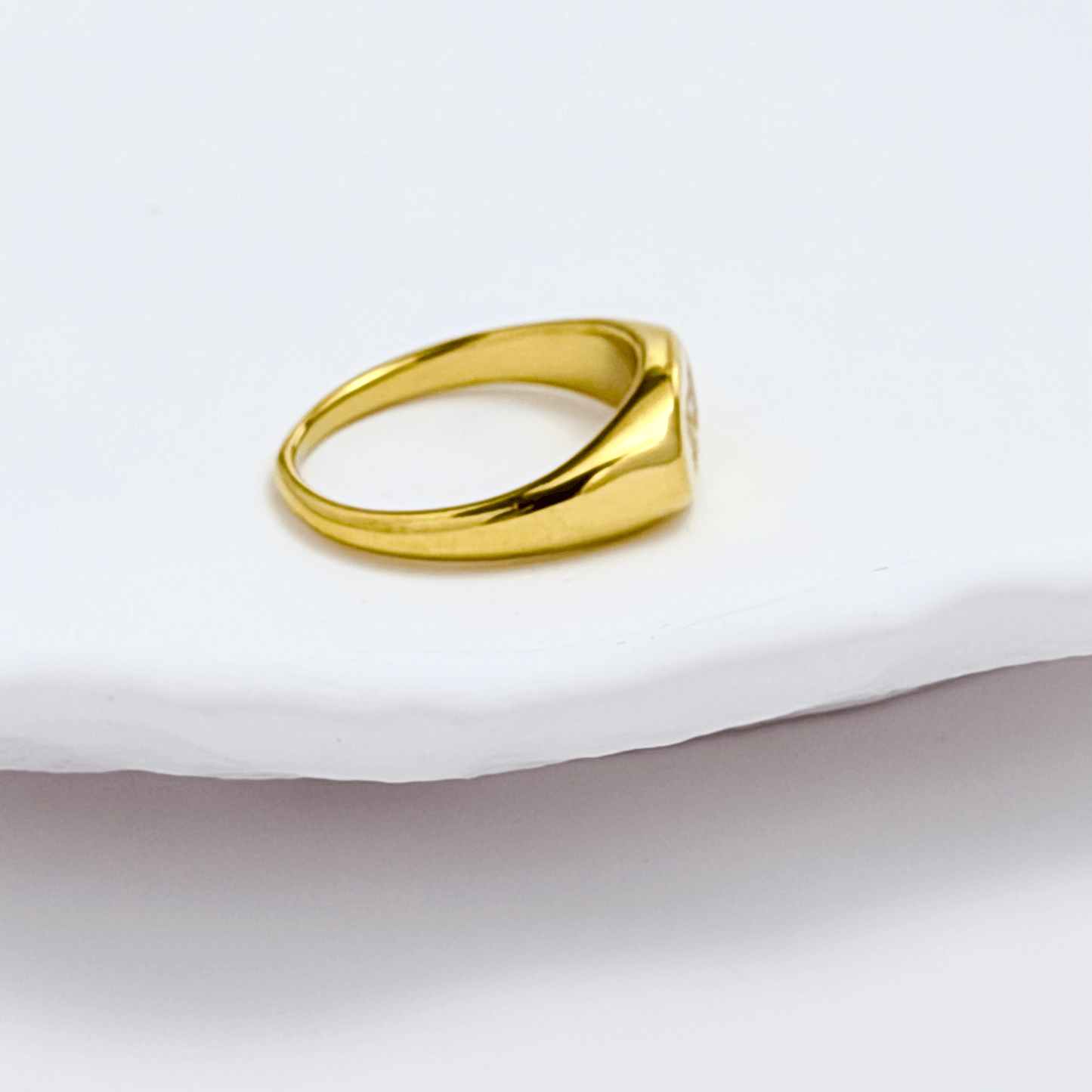 Gold 11:11 Signet Ring with oval face embossed with angel numbers by MXW Jewellery