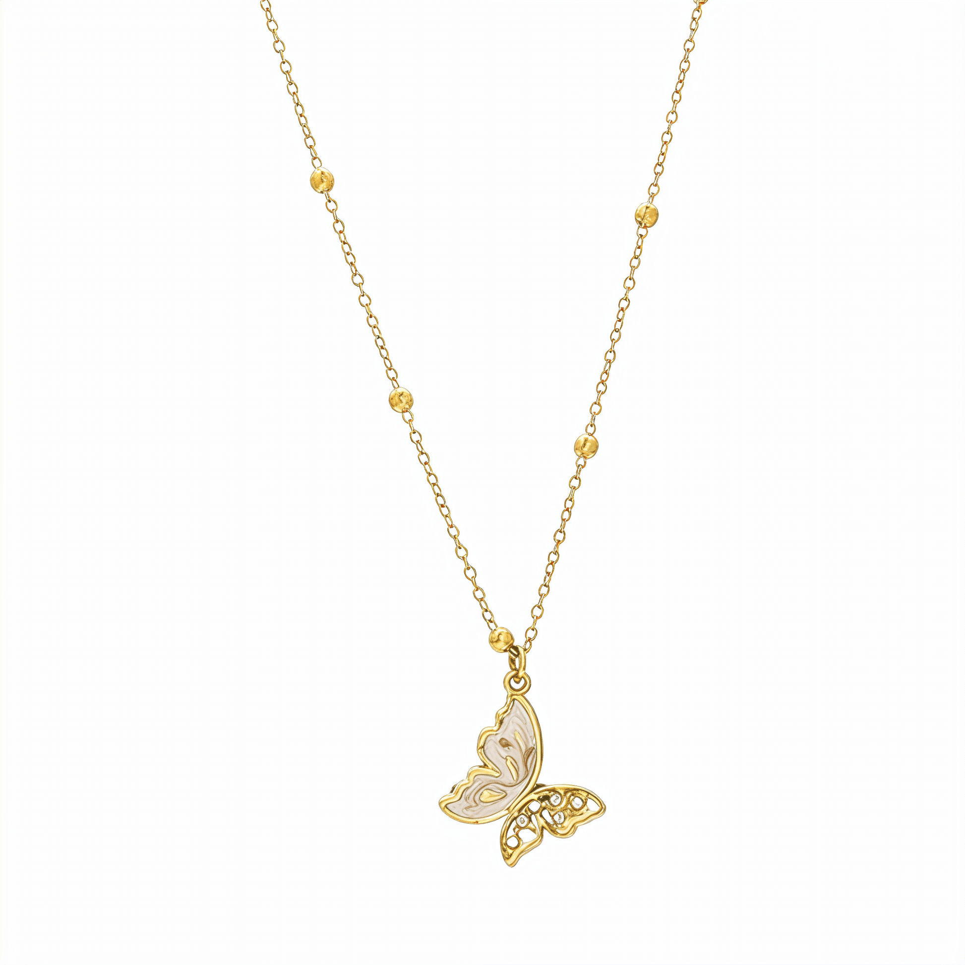 Gold Butterfly Enamel Necklace – MXW Jewellery