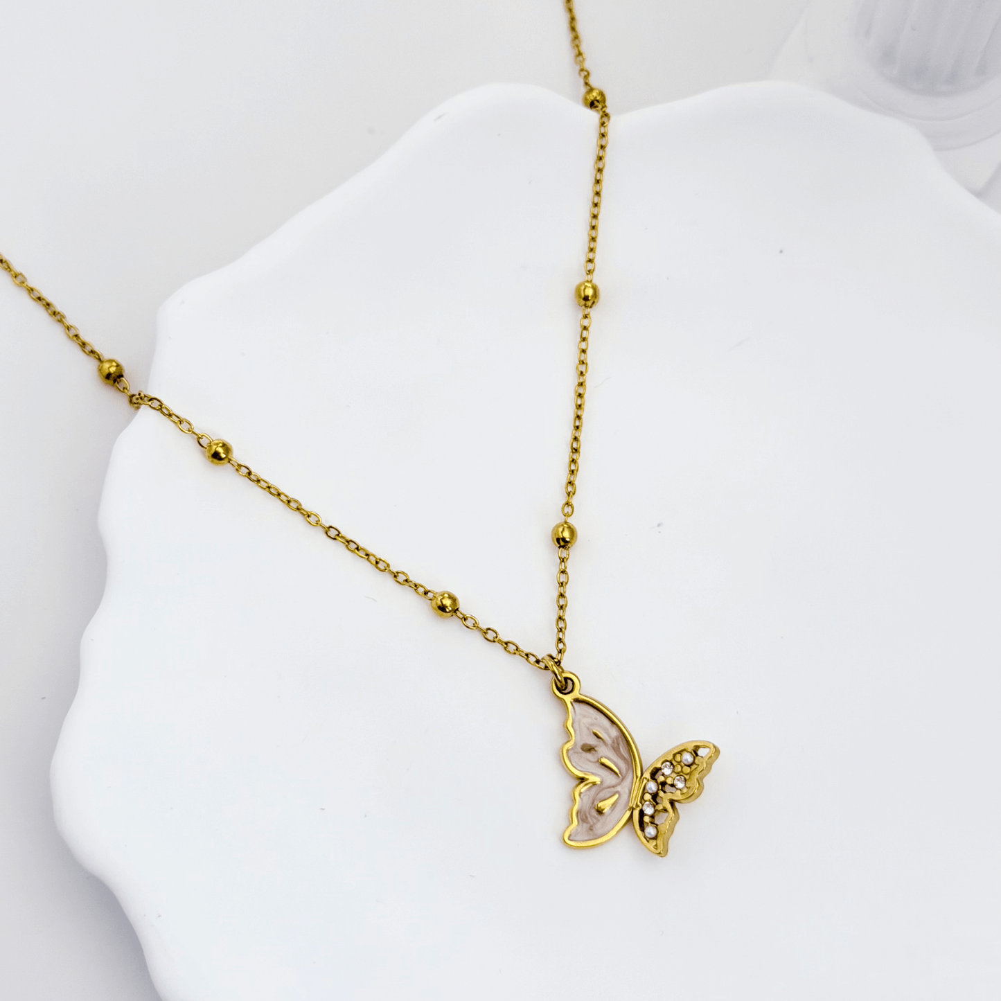 Gold Butterfly Enamel Necklace – MXW Jewellery
