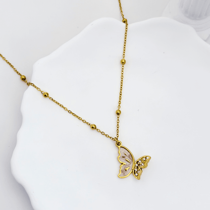 Gold Butterfly Enamel Necklace – MXW Jewellery