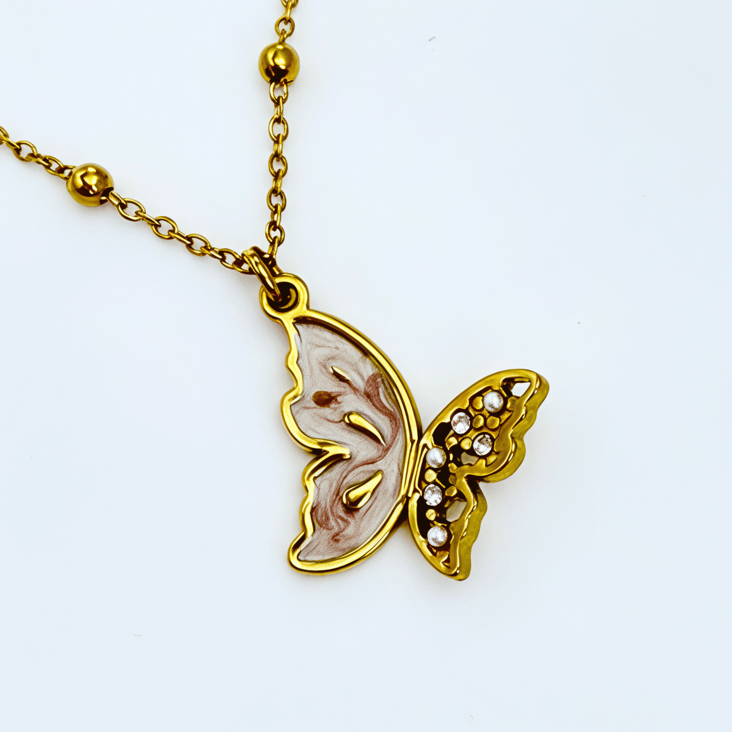 Gold Butterfly Enamel Necklace – MXW Jewellery