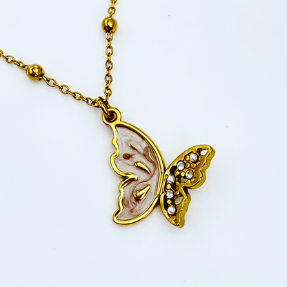 Gold Butterfly Enamel Necklace – MXW Jewellery