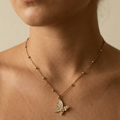 Gold Butterfly Enamel Necklace – MXW Jewellery
