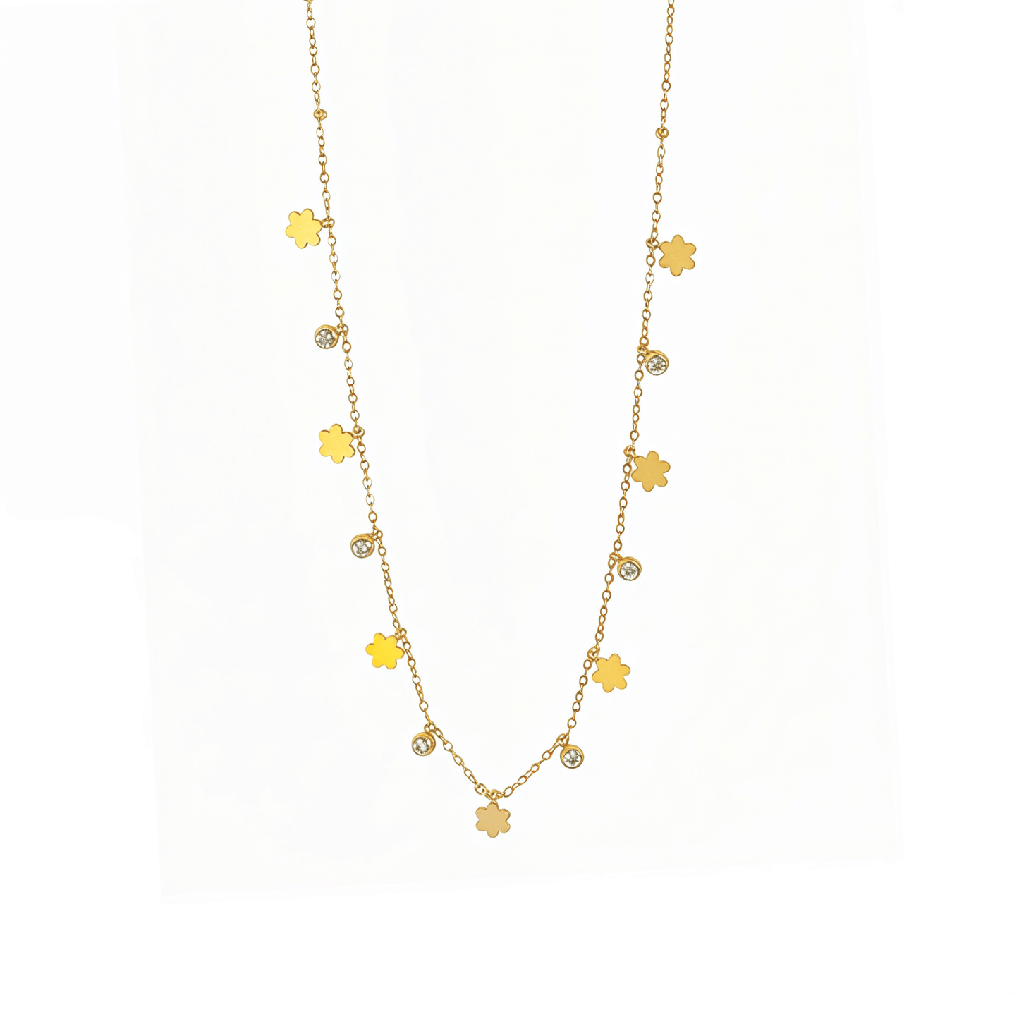 Golden Clover Zircon Necklace