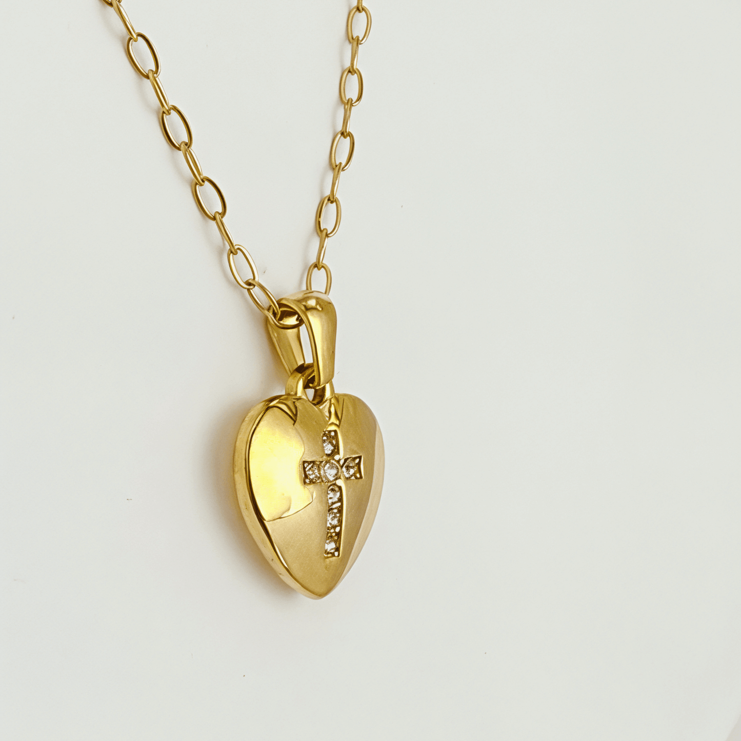 Gold Cross Heart Necklace – MXW Jewellery