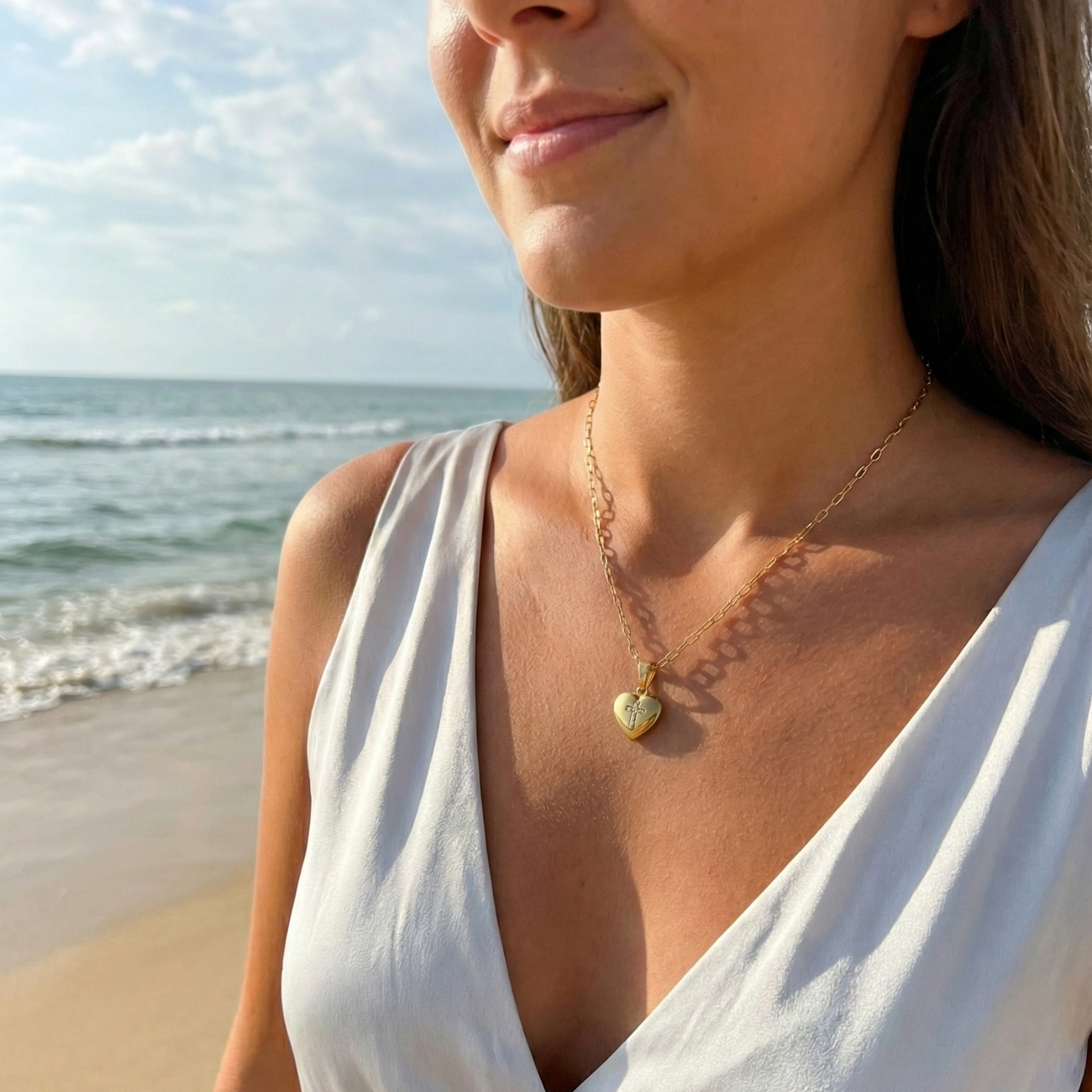 Gold Cross Heart Necklace – MXW Jewellery