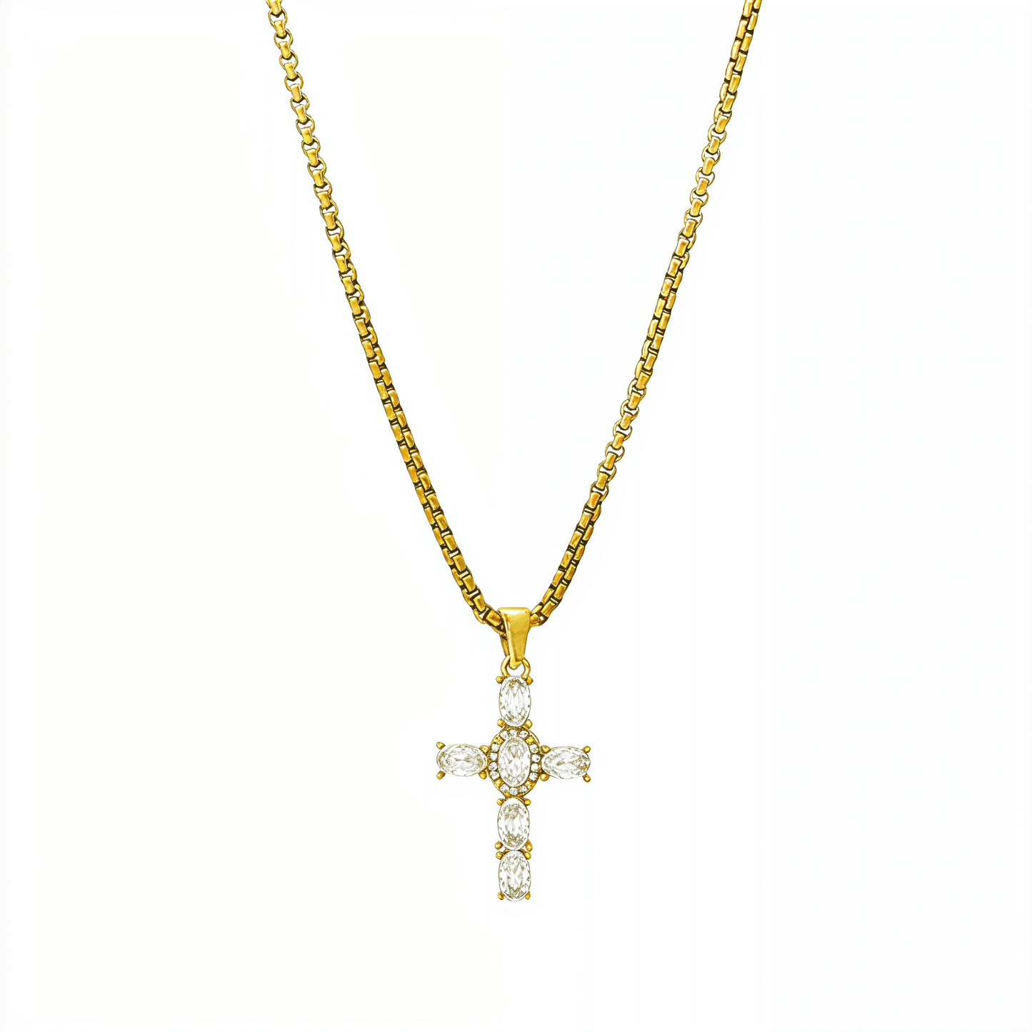 Gold Crystal Cross Necklace – MXW Jewellery
