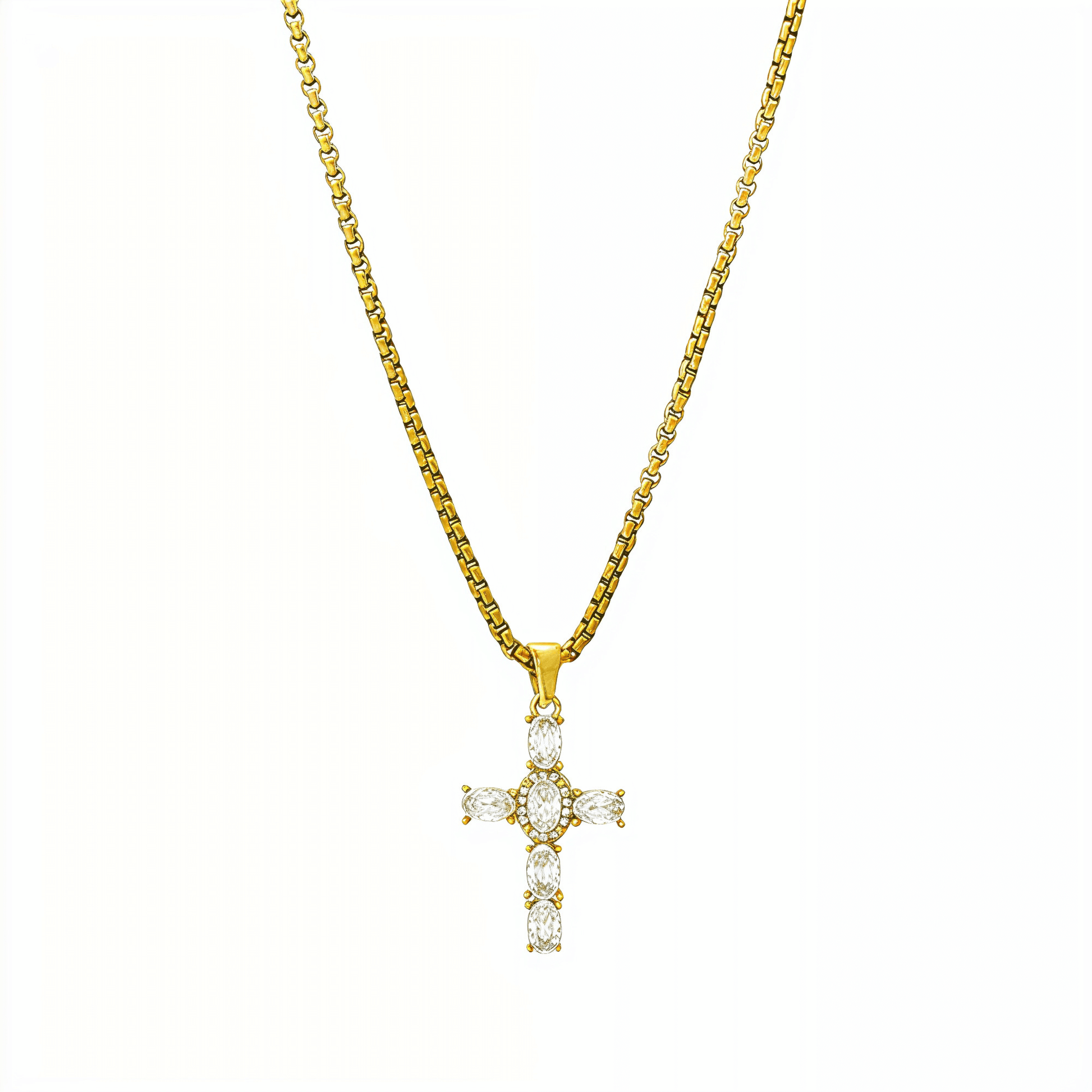 Gold Crystal Cross Necklace – MXW Jewellery