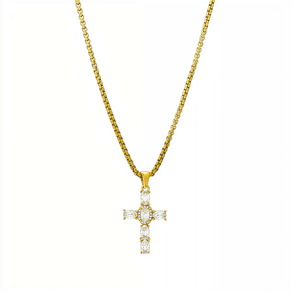 Gold Crystal Cross Necklace – MXW Jewellery