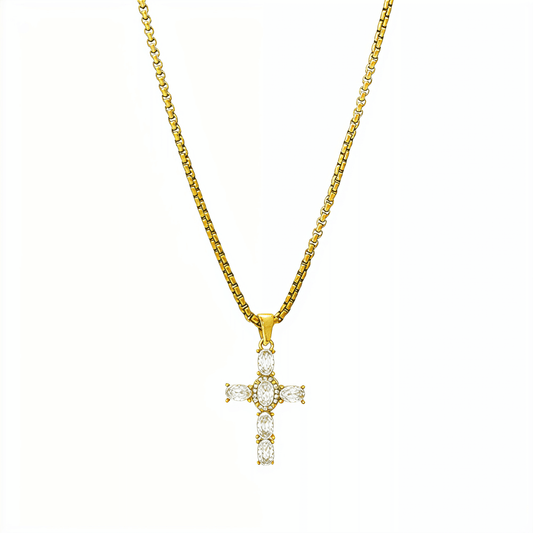 Gold Crystal Cross Necklace – MXW Jewellery