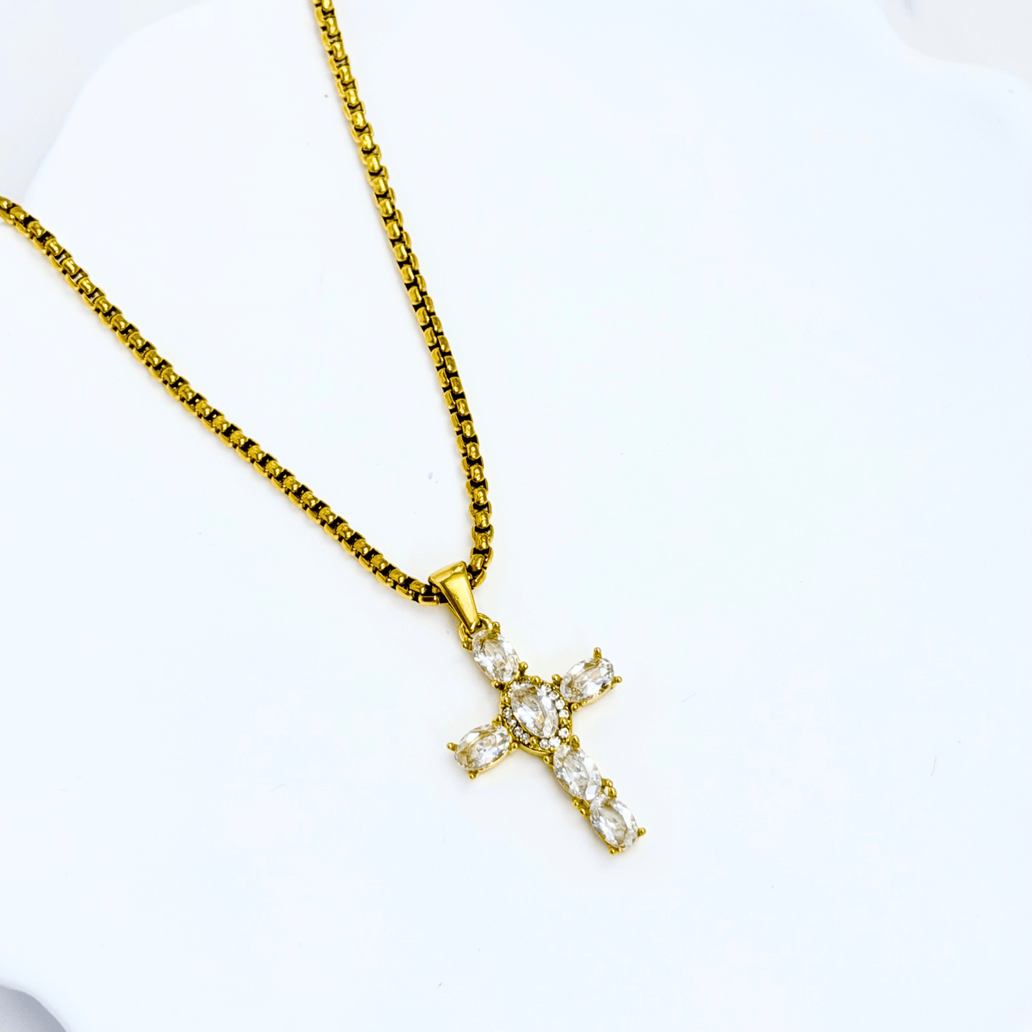 Gold Crystal Cross Necklace – MXW Jewellery