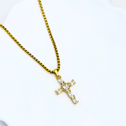 Gold Crystal Cross Necklace – MXW Jewellery