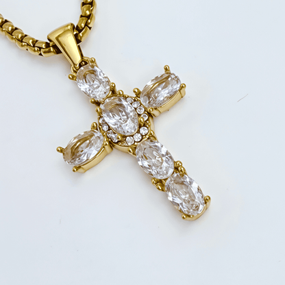 Gold Crystal Cross Necklace – MXW Jewellery