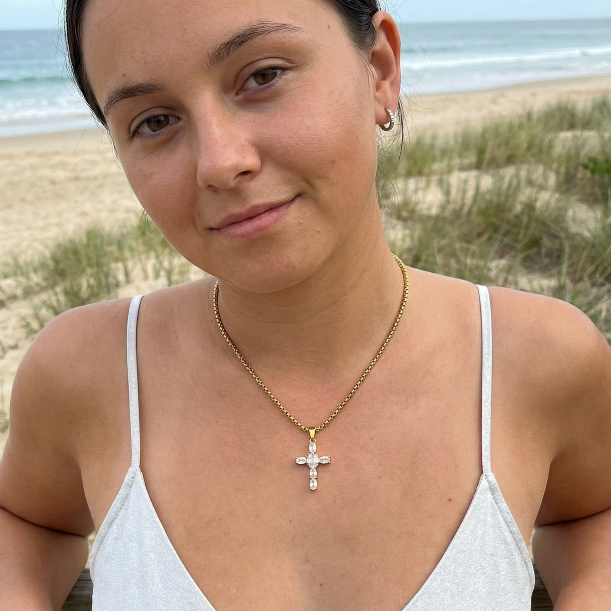 Gold Crystal Cross Necklace – MXW Jewellery