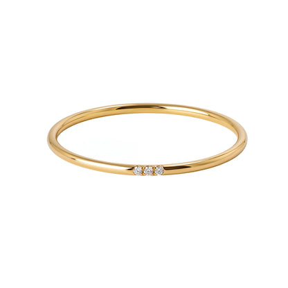 Dainty 14K gold filled stacking ring with three clear cubic zirconia stones