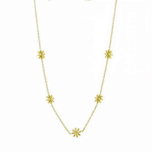 Gold Daisy Station Necklace – MXW Jewellery