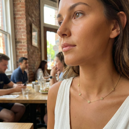 Gold Daisy Station Necklace – MXW Jewellery