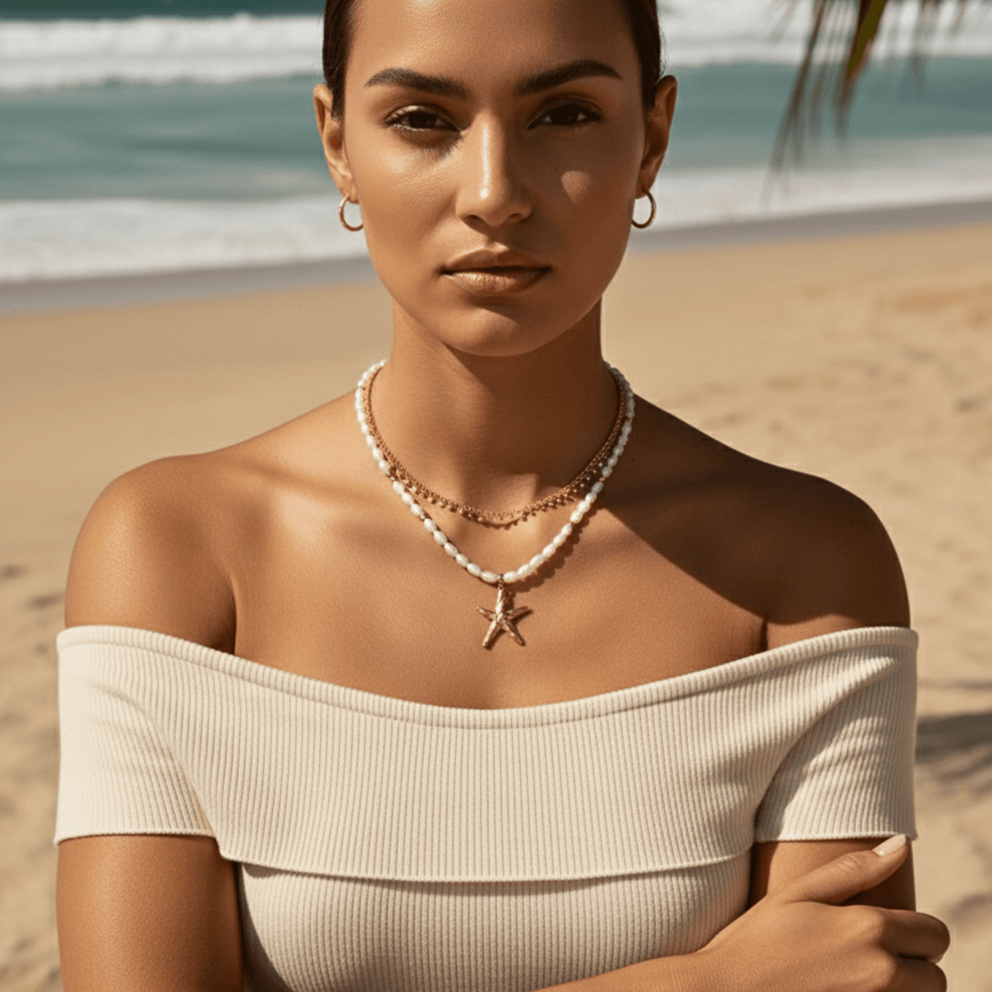 Elegant gold necklace featuring dotted zircon charms on a fine waterproof chain