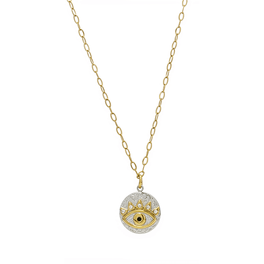 Gold Evil Eye Medallion Necklace – MXW Jewellery