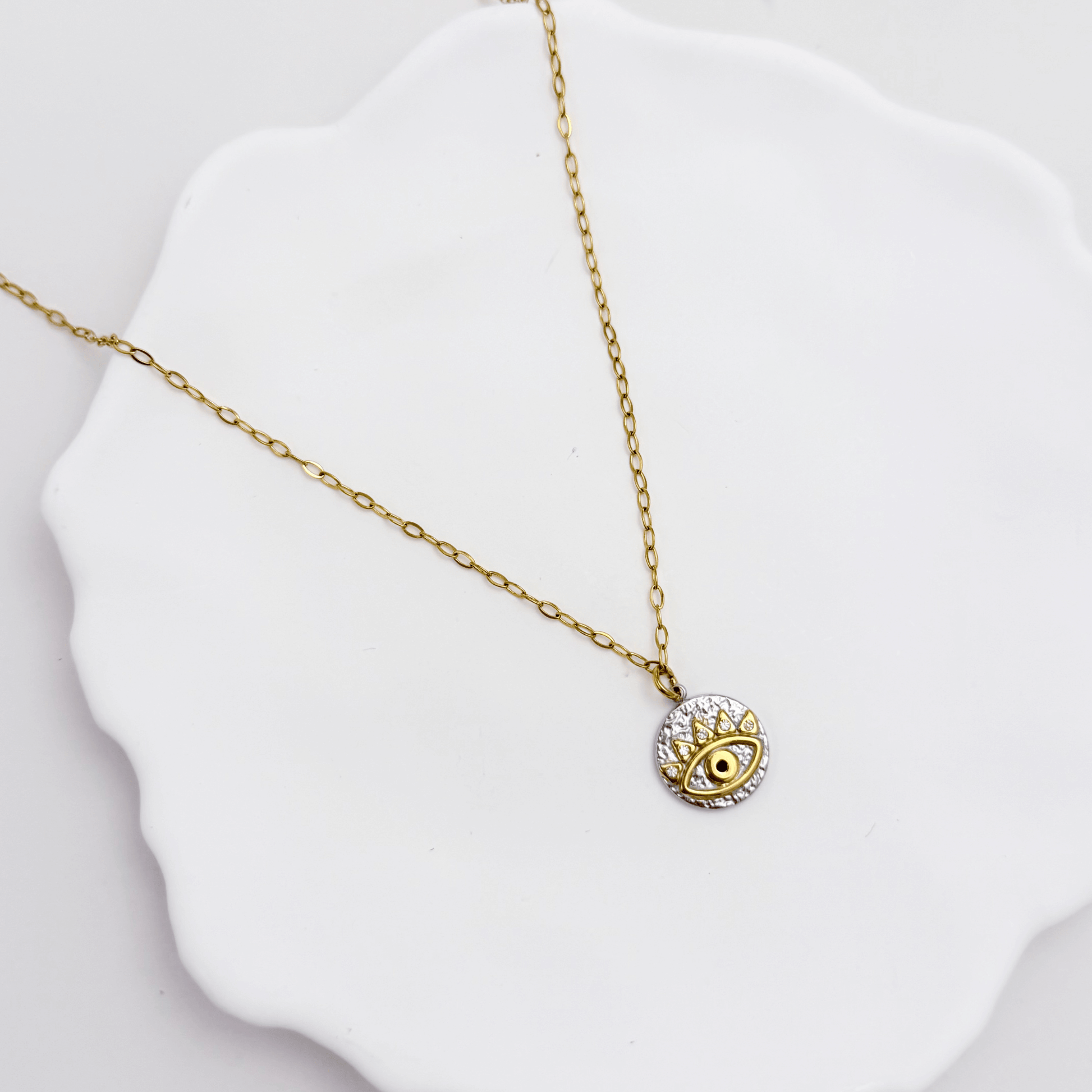 Gold Evil Eye Medallion Necklace – MXW Jewellery